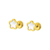 Pendientes Oro Amarillo Flor Nácar